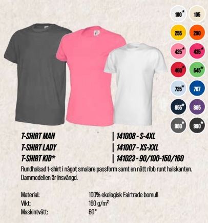 På bilden syns Cottover T-shirts Man 141008 T-Shirt Lady 141007 T-Shirt Kid 141023