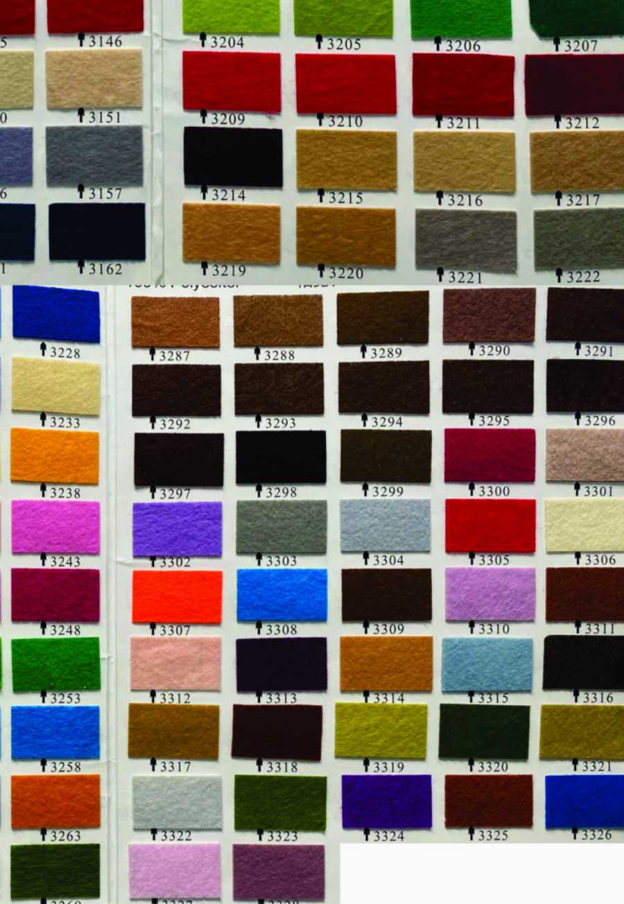 Här är bild fyra för olika färger på filtyger att välja mellan när man ska ha broderade tygmärken.