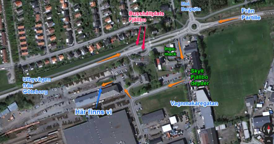 Denna bild visar en karta för att hitta till Mera.se på Vagnmakaregatan 1B